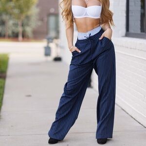 Navy Striped Women's Pants